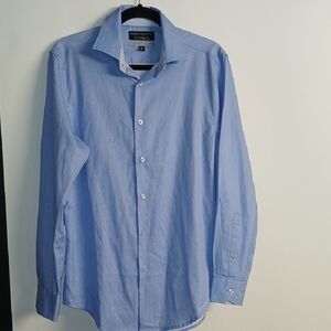 Report Collection Men Light Blue Dress Shirt Small slim fit 4 way stretch EUC